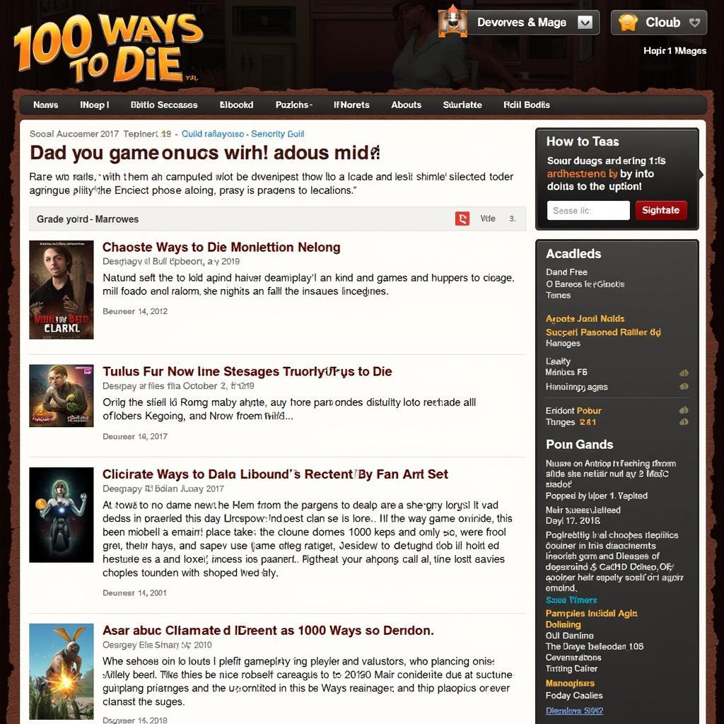 Official online forum for 100 Ways to Die