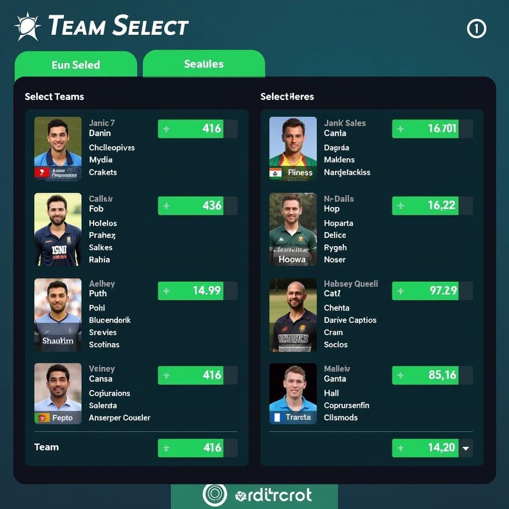 Team Selection Screen in 11 Wickets APK