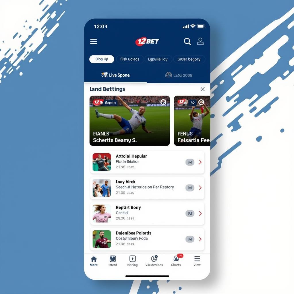  Live betting options on 12bet mobile app