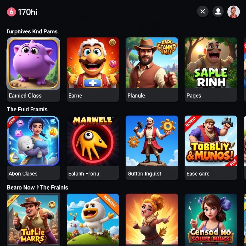 Diverse game selection on 170hi APK