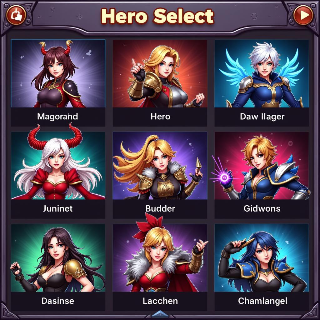 300 Heroes APK Hero Selection Screen