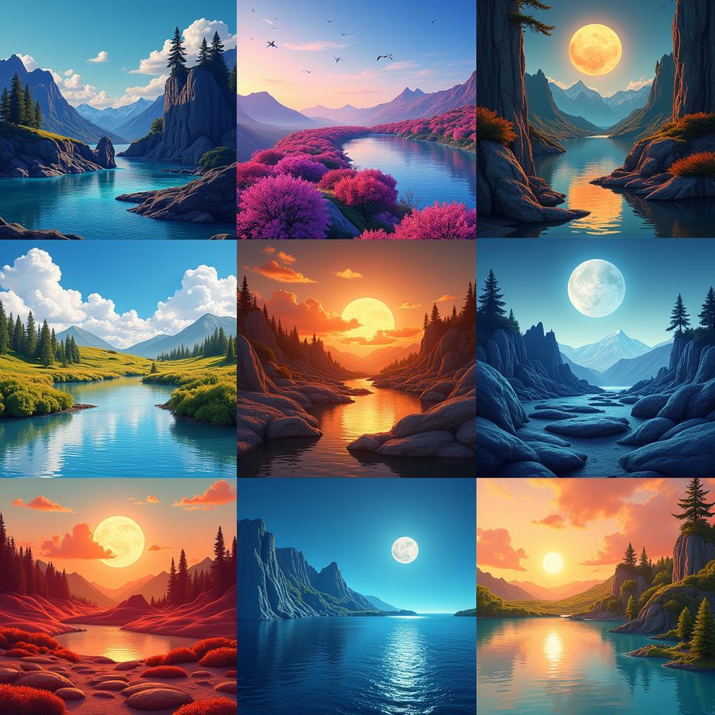 Different styles of 3D parallax wallpapers