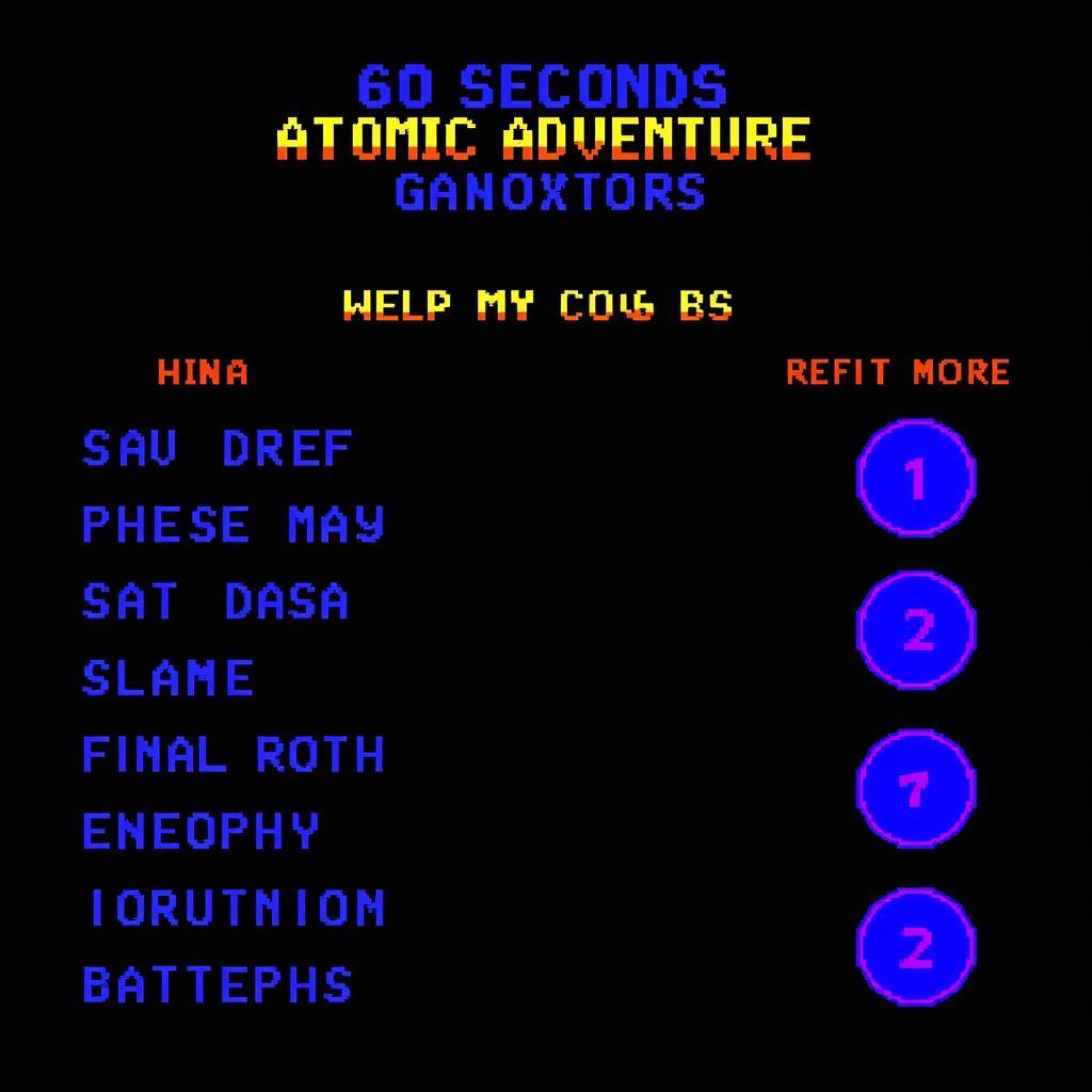 Game over screen in 60 Seconds Atomic Adventure