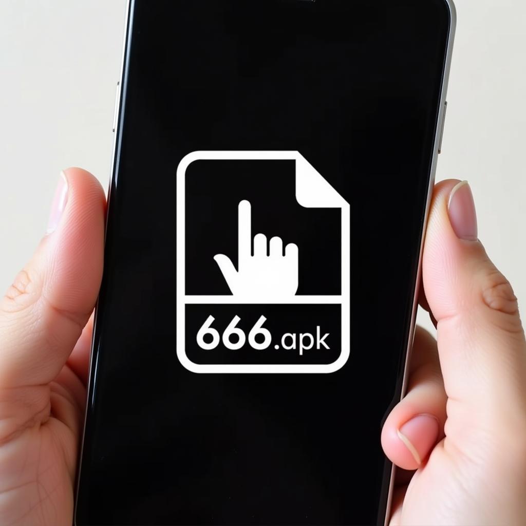 Smartphone with warning sign and 666.apk file