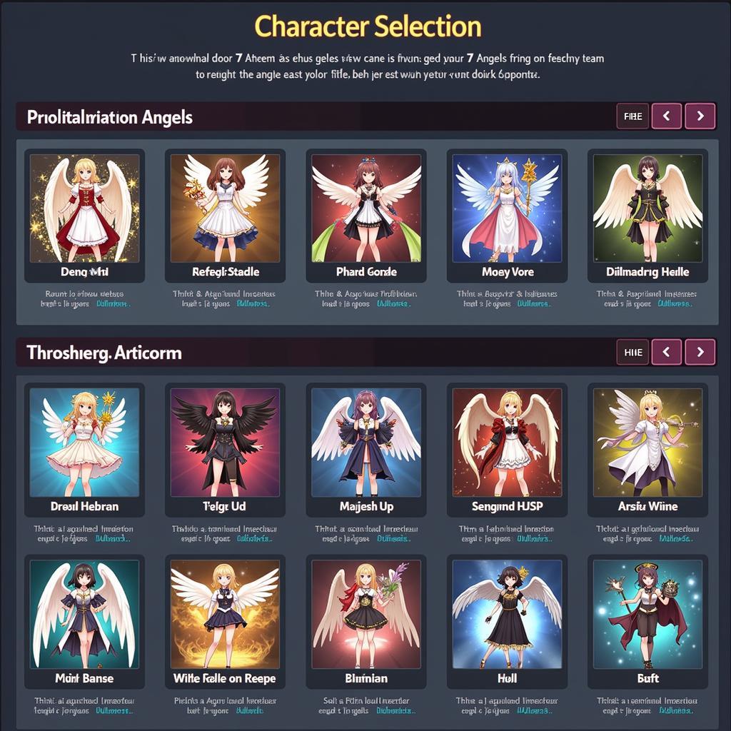 7 Angels Character Selection Screen