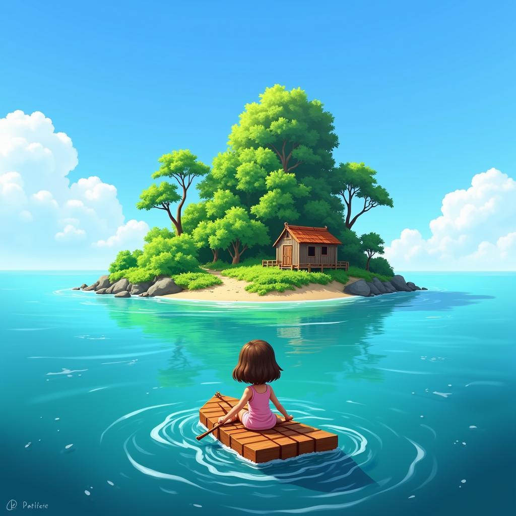 A Girl Adrift Island Exploration