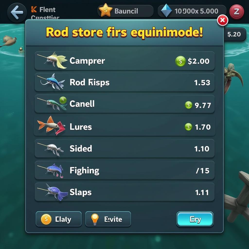 Ace Fishing Mod Apk Equipment Menu