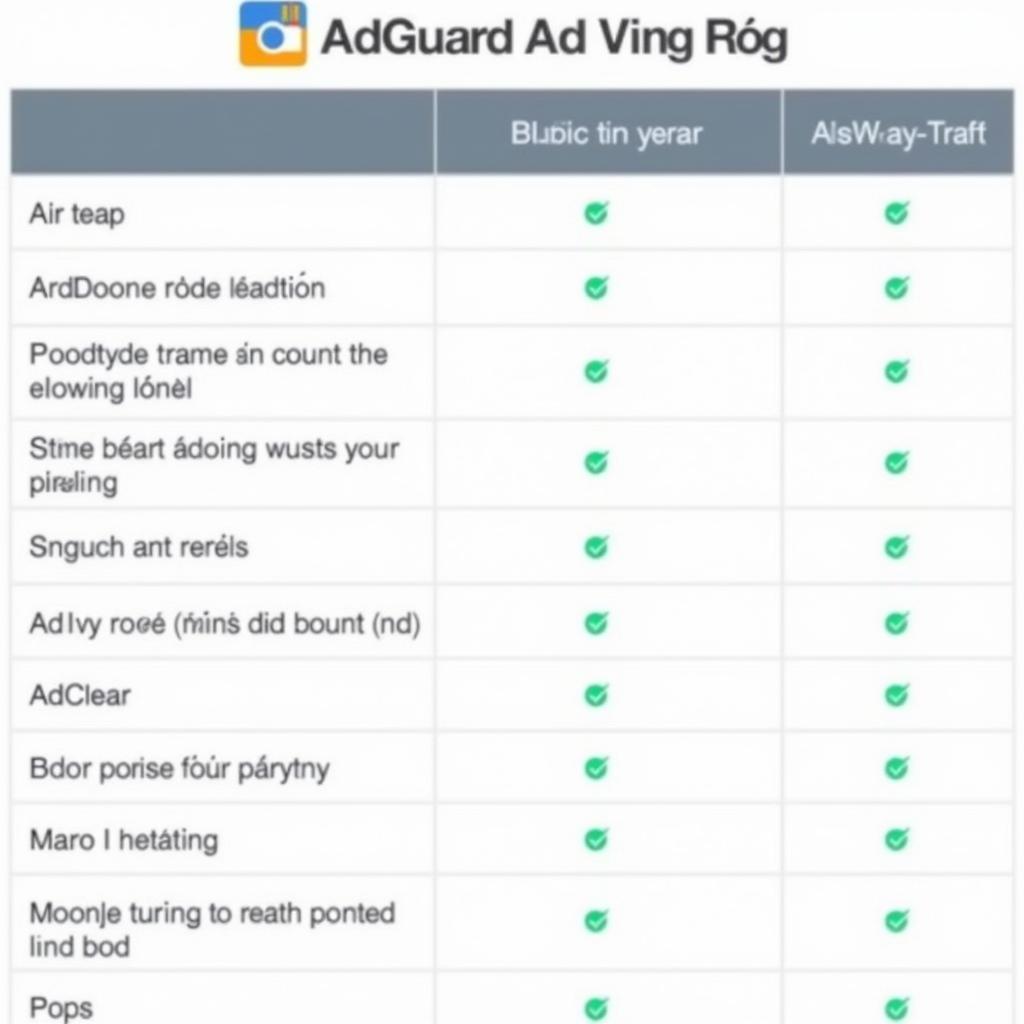 Comparison Table of AdGuard Tiếng Việt APK and Other Popular Ad Blockers