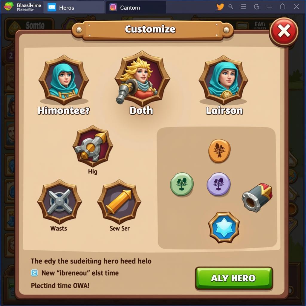 Adventure Town Mod APK hero customization screen