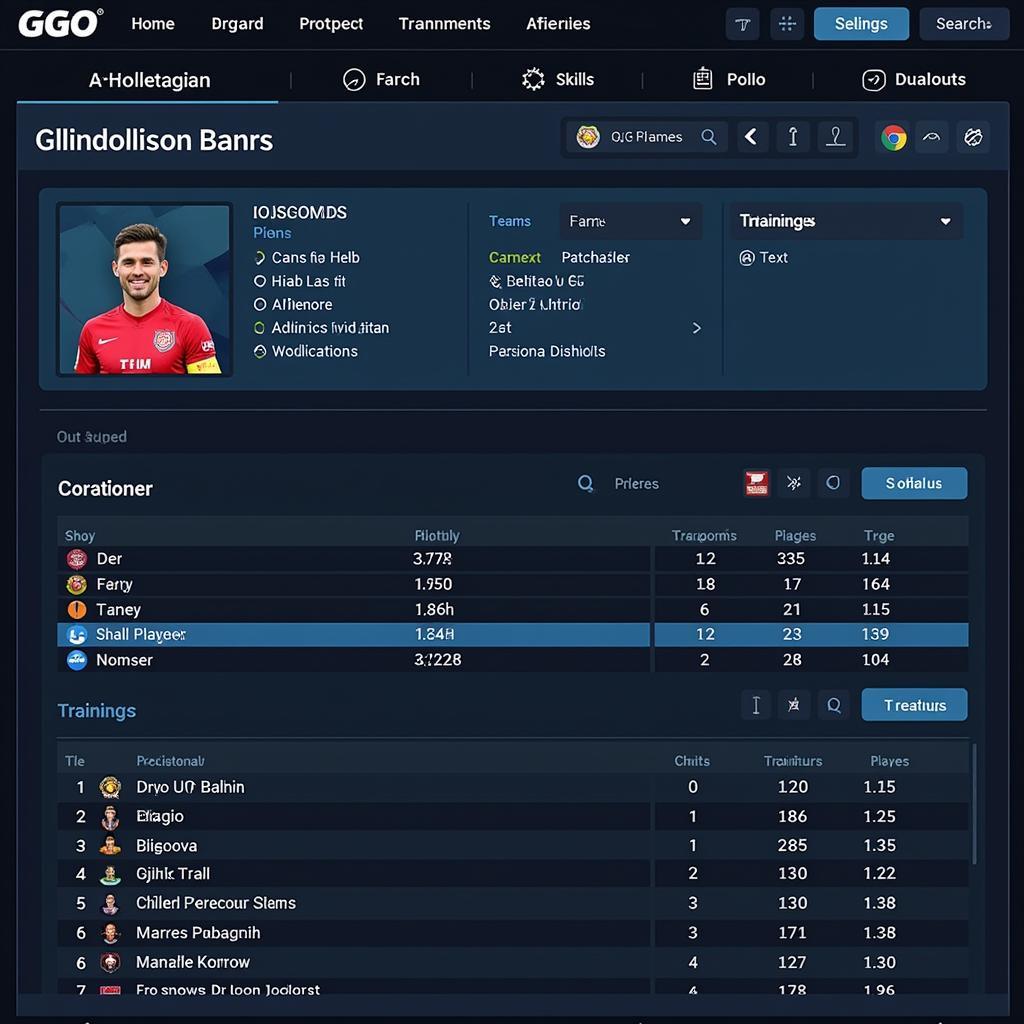 AI Football GGO Team Management Interface