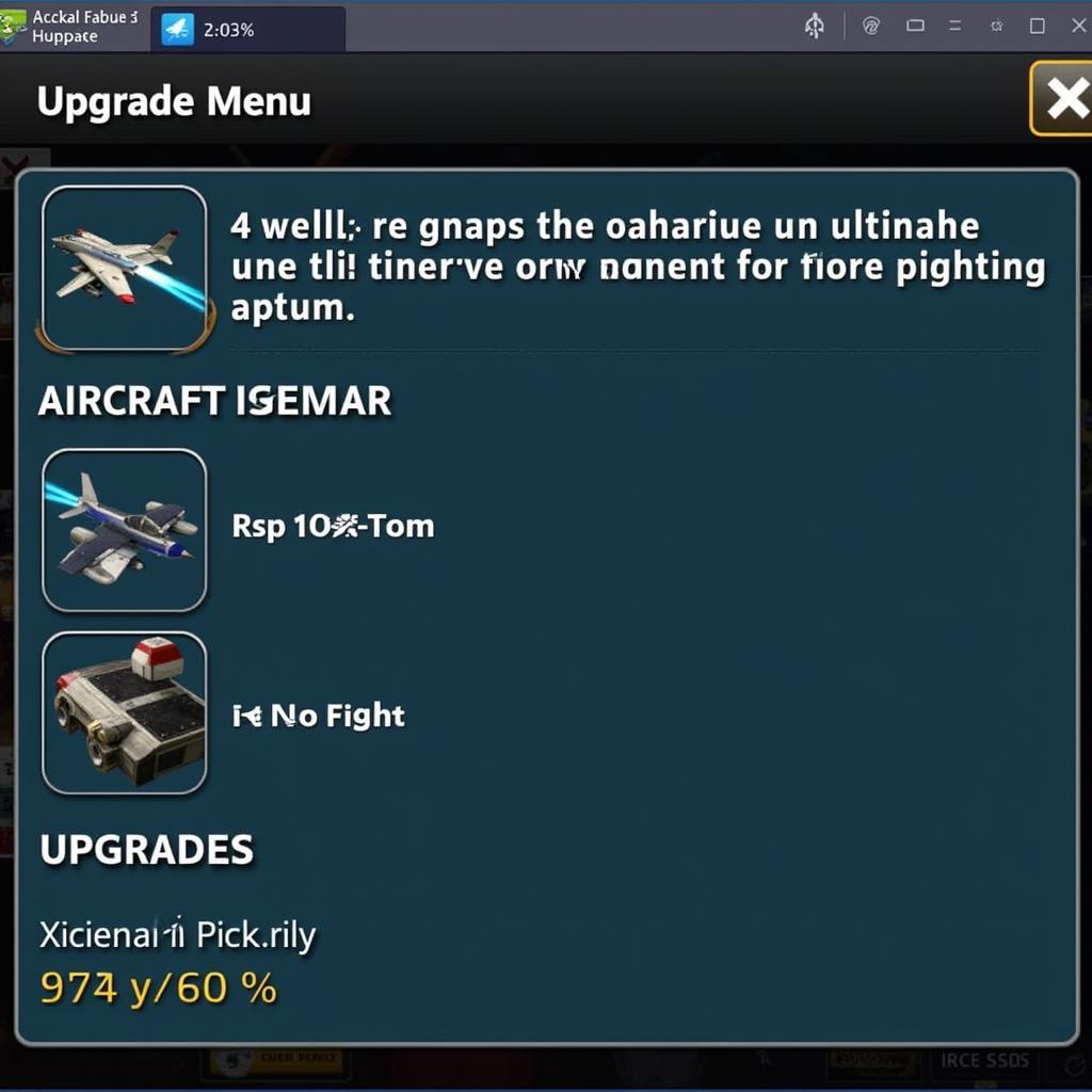 Air Attack HD Lite Mod APK Upgrades Menu