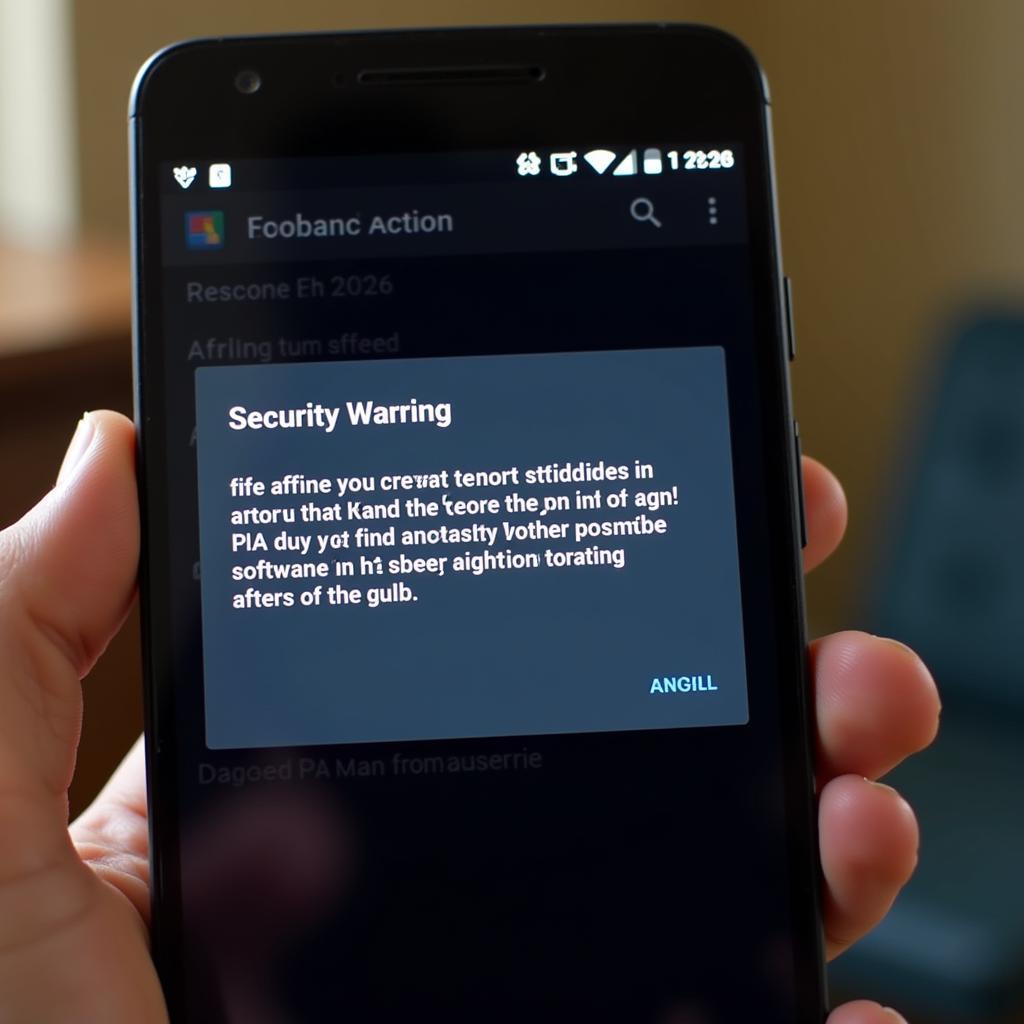 Smartphone Displaying Malware Warning