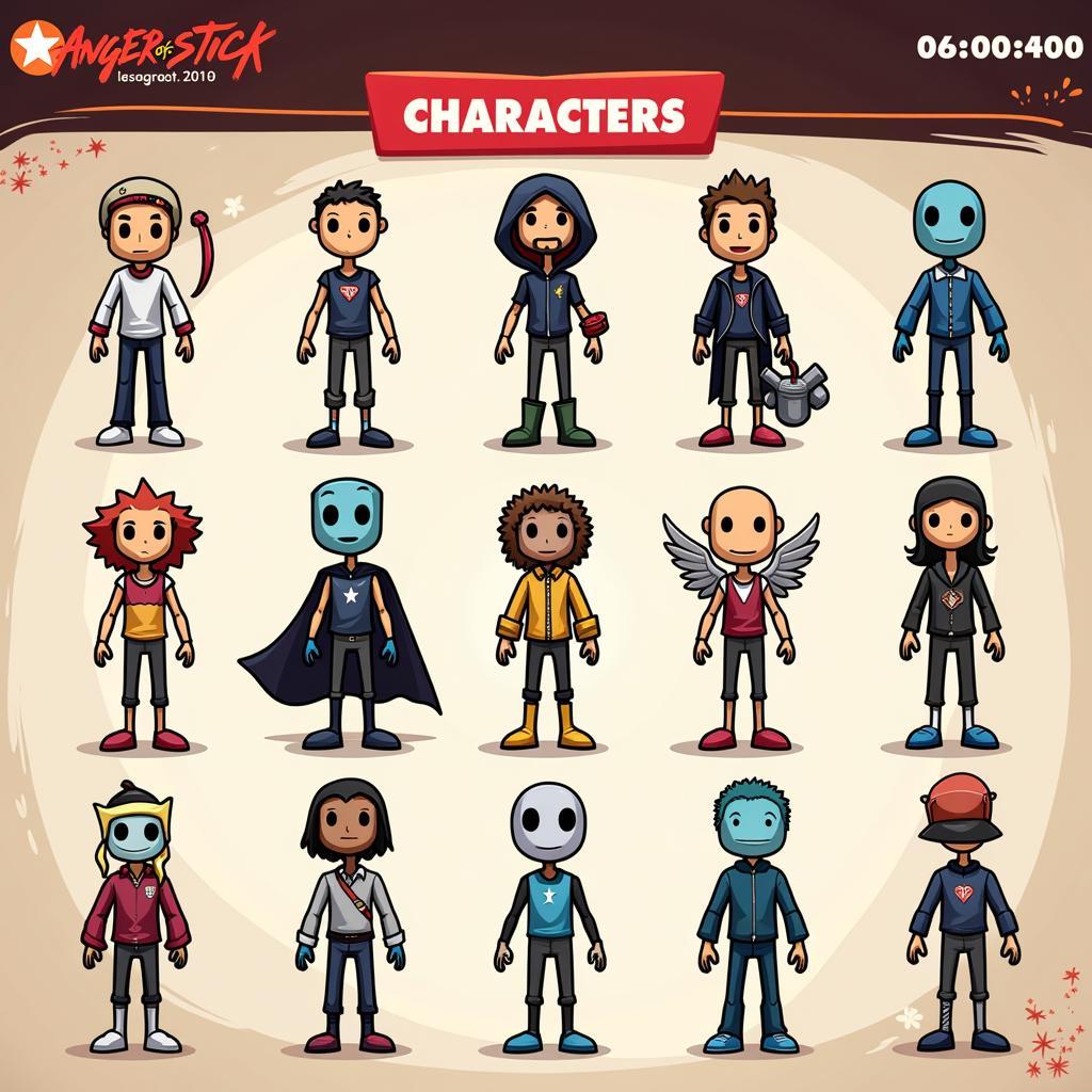 Anger of Stick 5 Character Selection Screen