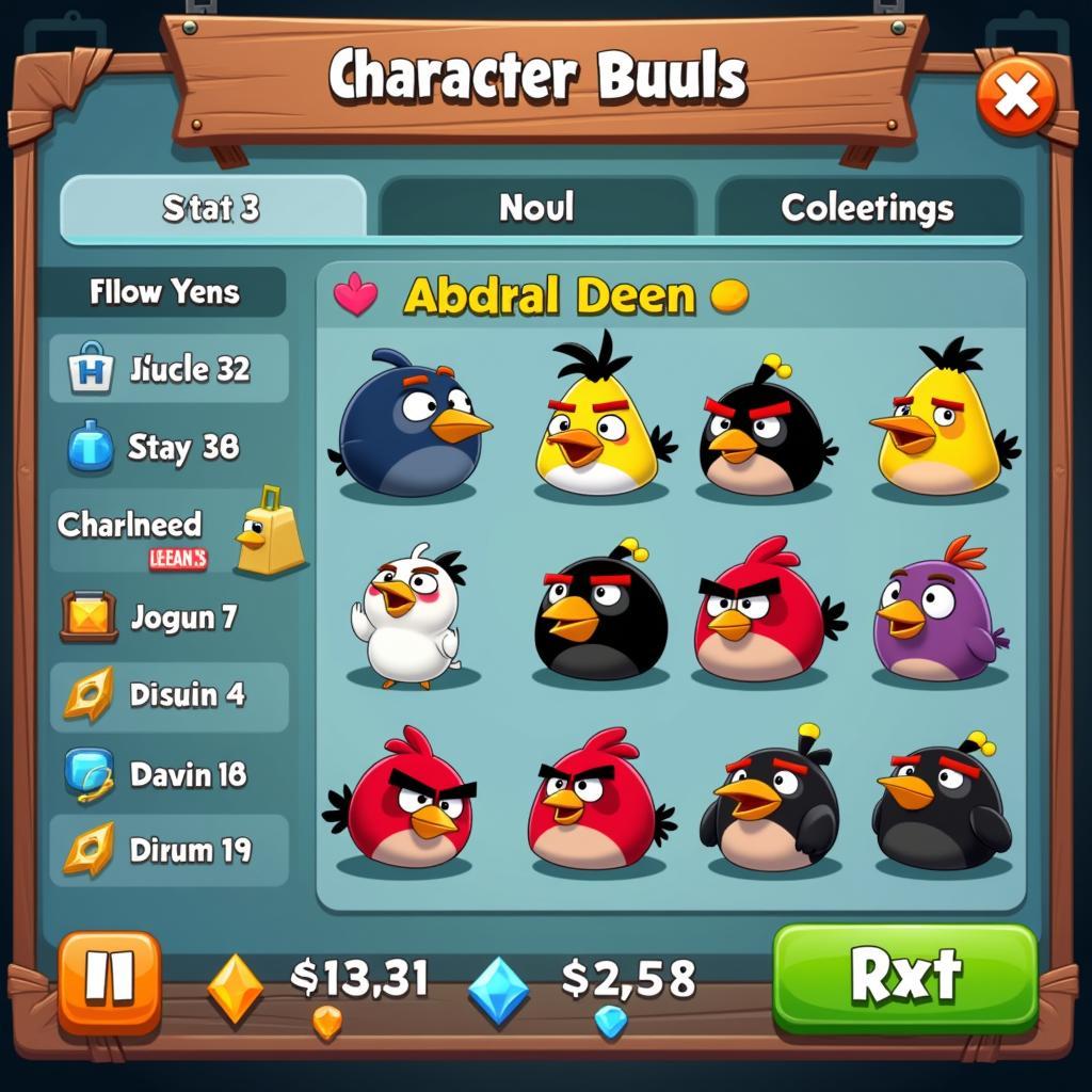 Angry Birds Fight! Mod APK Unlimited Gems Character Selection Screen