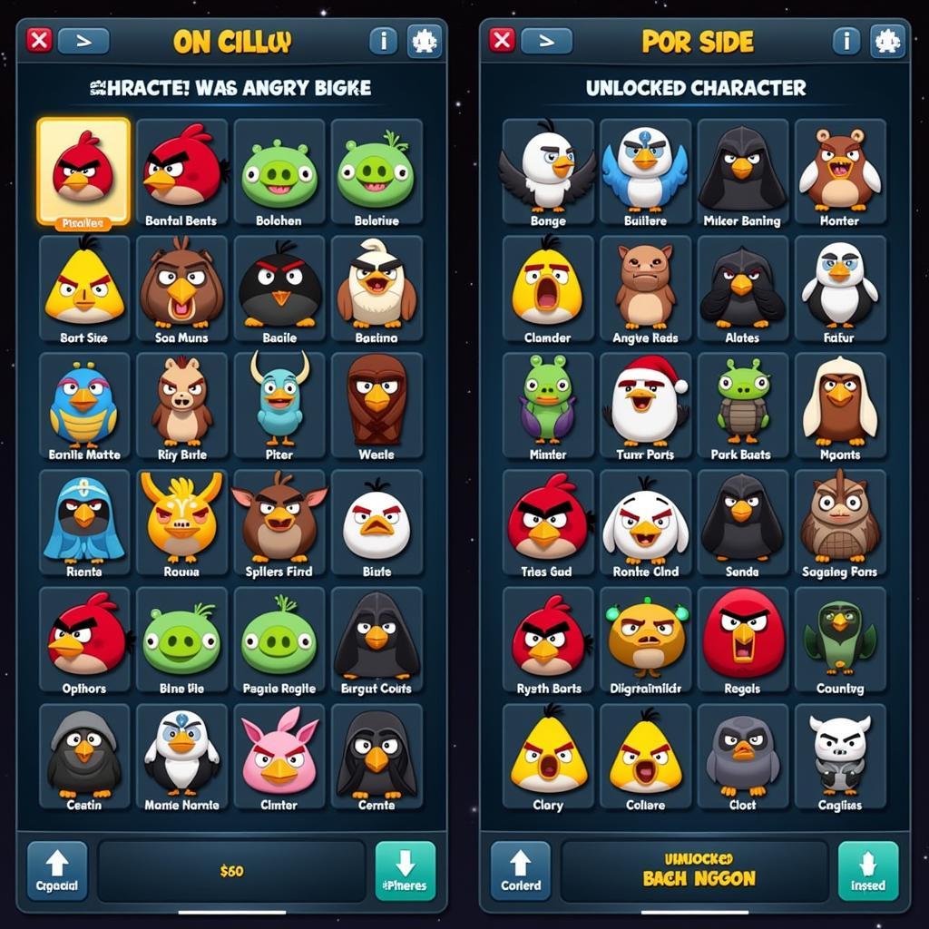 Angry Birds Star Wars 2 Mod APK Character Selection Screen