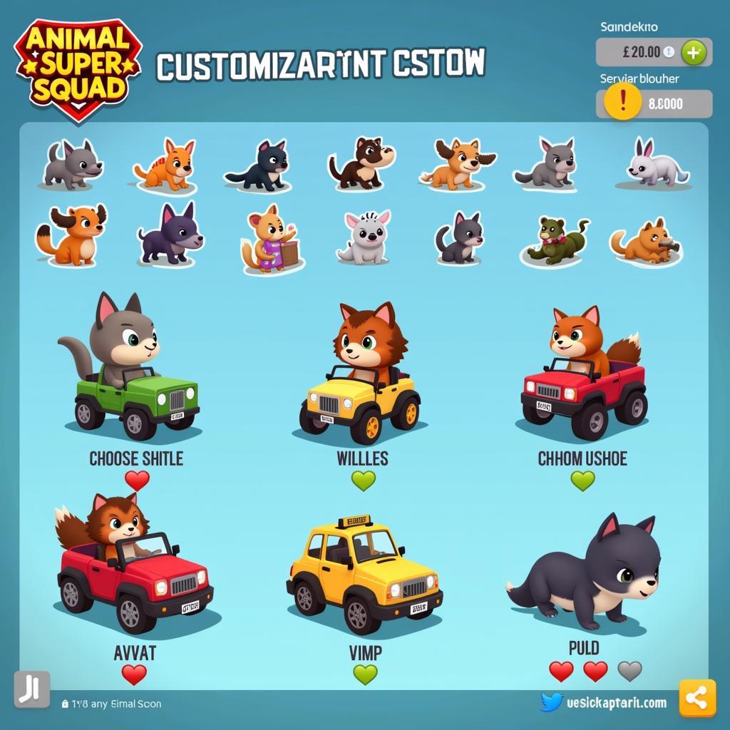 Animal Super Squad customization options