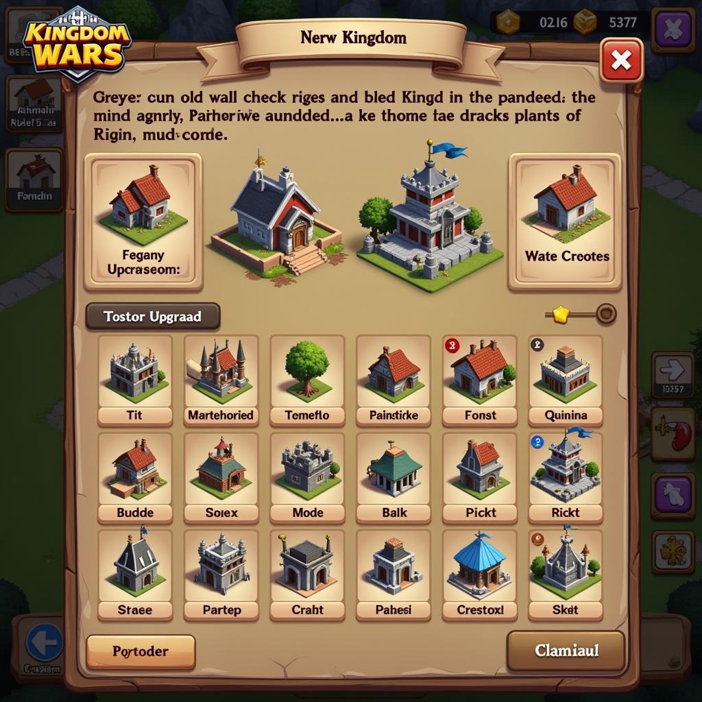 Kingdom Building Interface in APK Kingdom Wars Mod