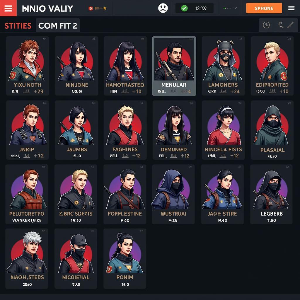 APK Ninja Dai Chien Ninja Roster