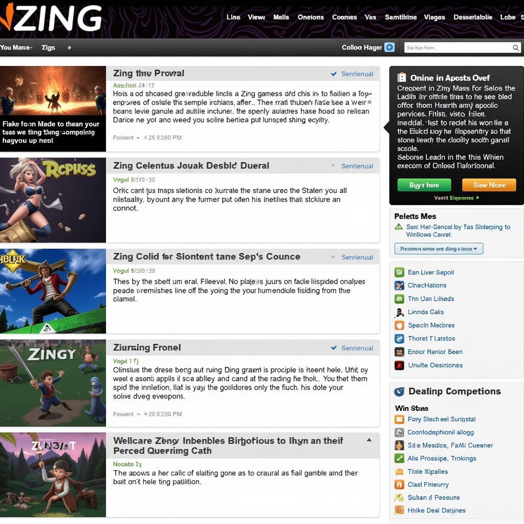 Online Forum Discussing Older Zing Games