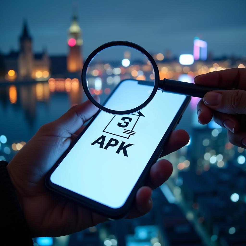 Smartphone displaying APK scanning process in Amsterdam.