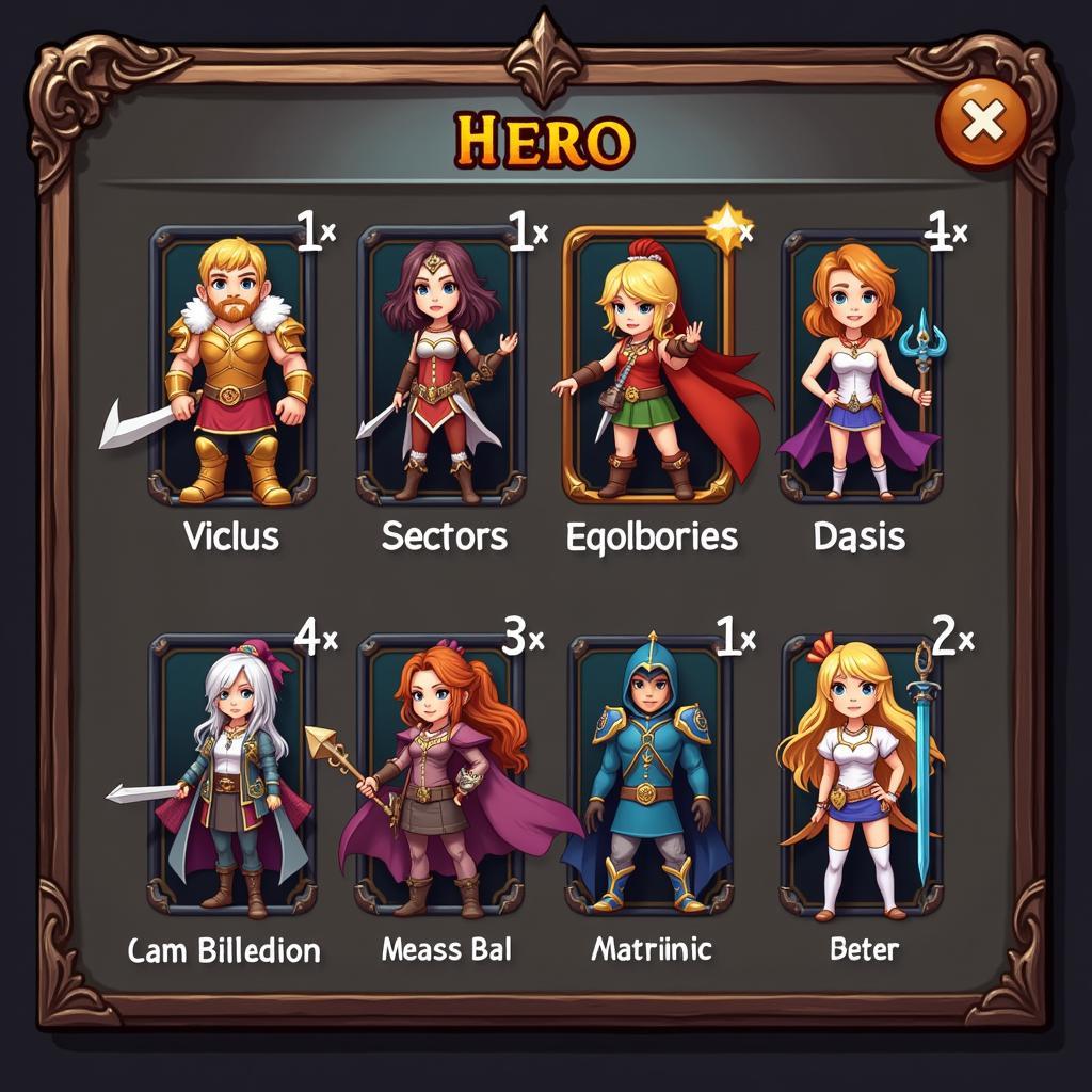 Archero Hero Selection Screen