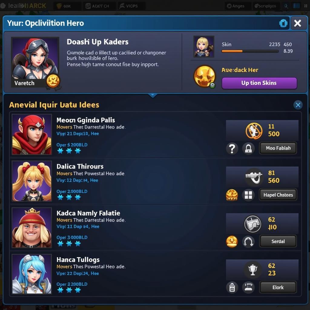 Arena Masters APK Hero Selection Screen