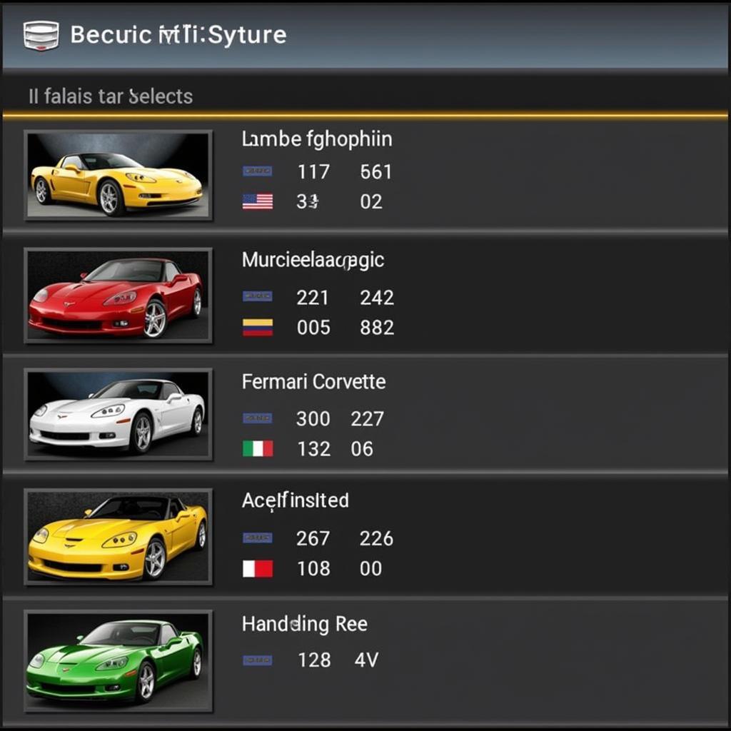 Asphalt 4 v1.3.0 APK Car Selection Screen