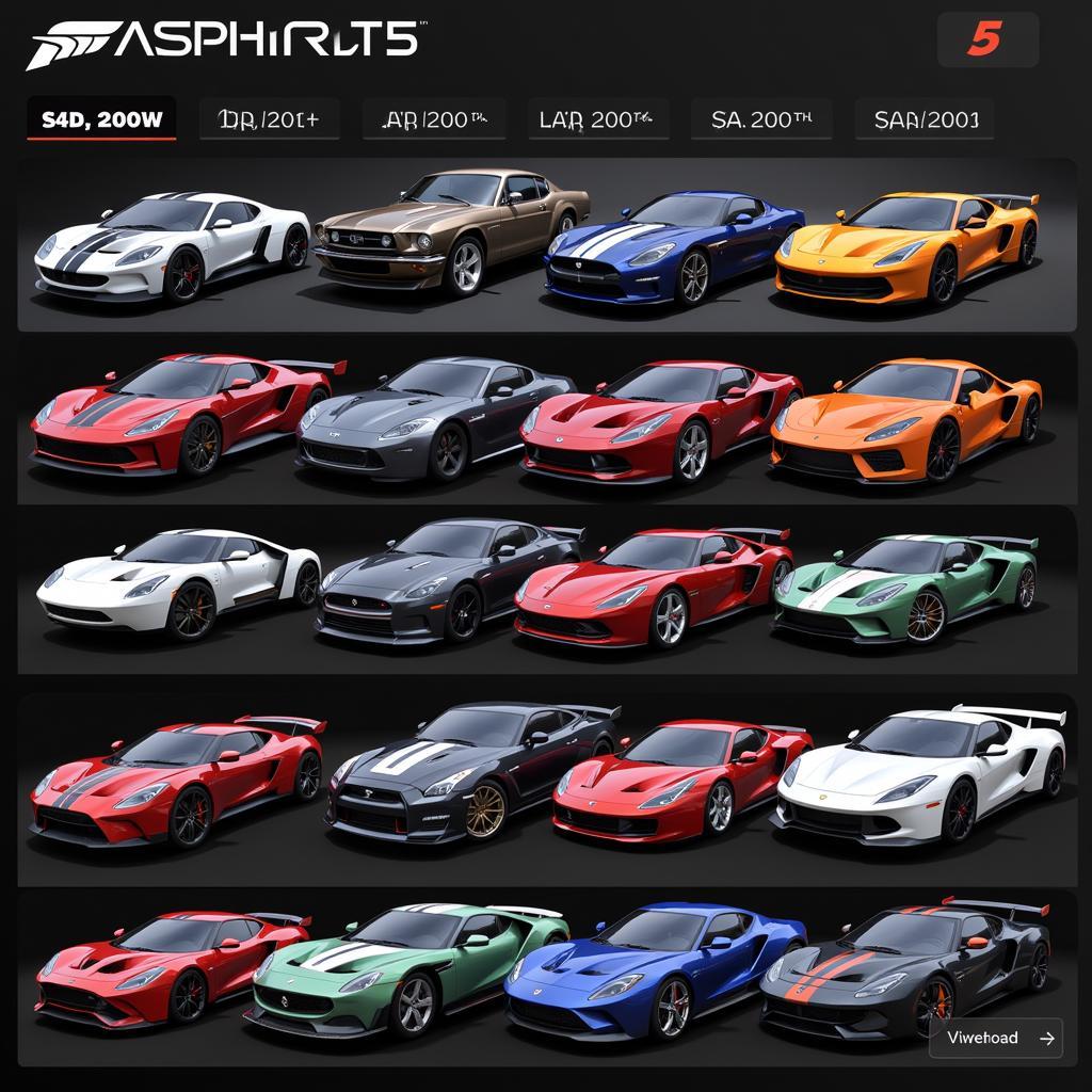 Asphalt 5 Car Selection