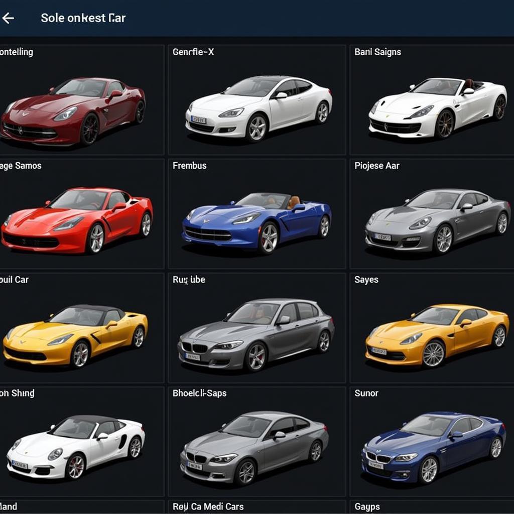 Asphalt 8 Mod APK Car Selection Screen