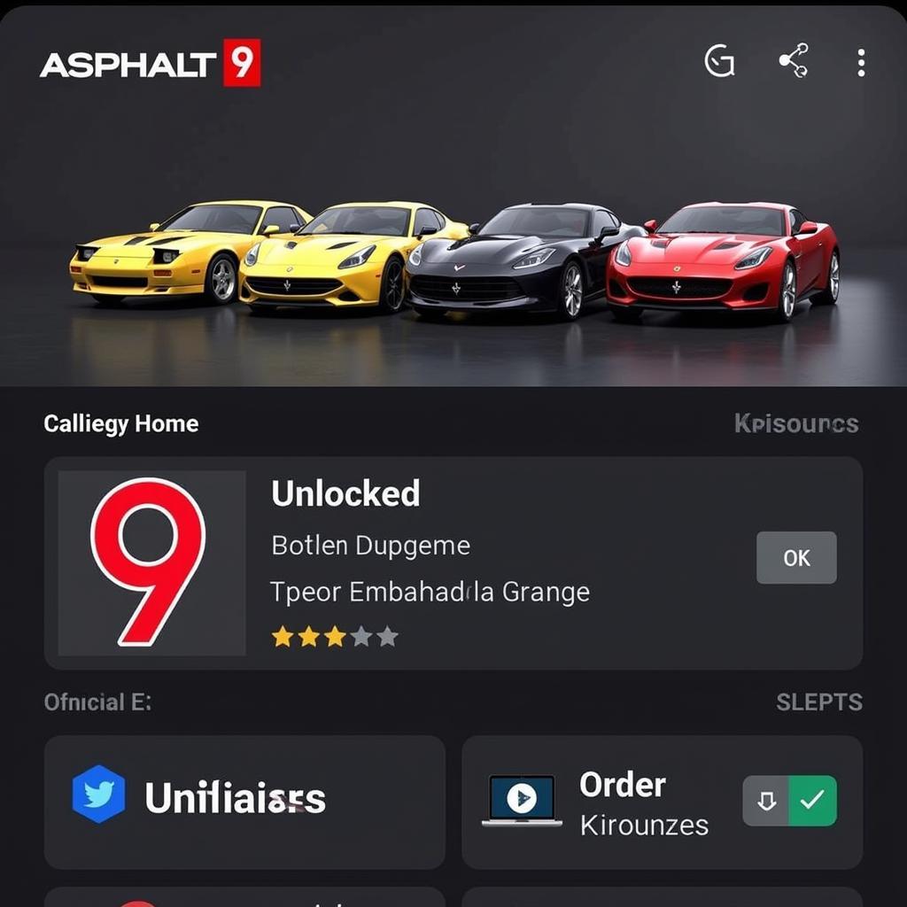 Asphalt 9 Mod APK Download: Home Screen