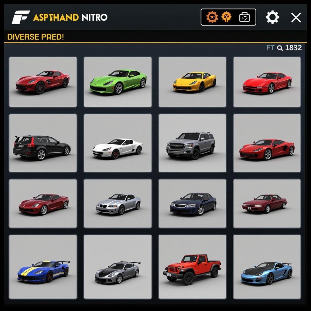 Asphalt Nitro Car Selection Screen