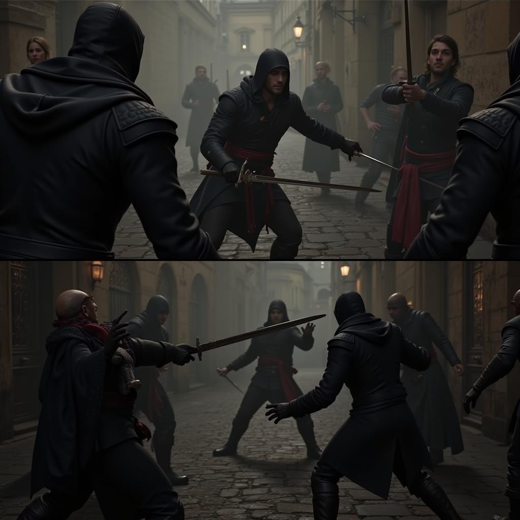 Arno engaging in combat in Assassin's Creed Unity