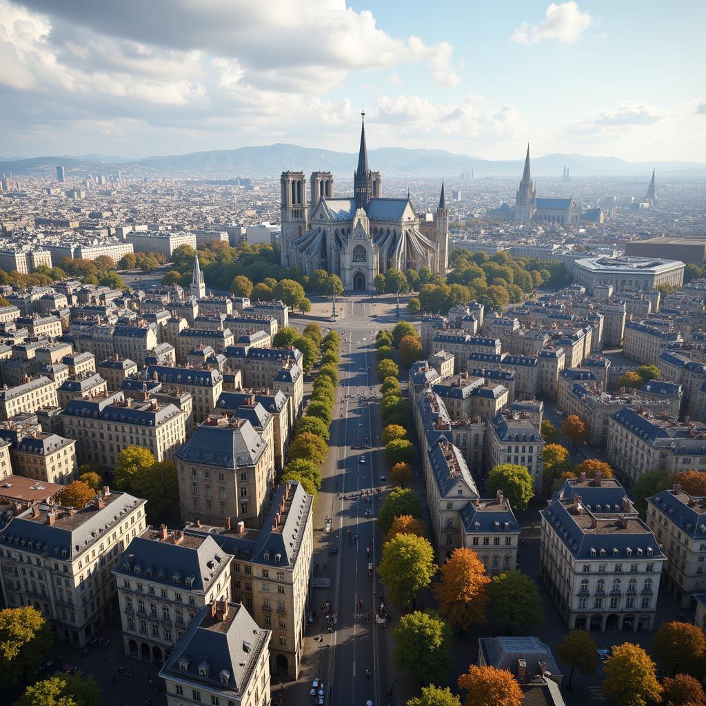 Panoramic view of Paris in Assassin's Creed Unity