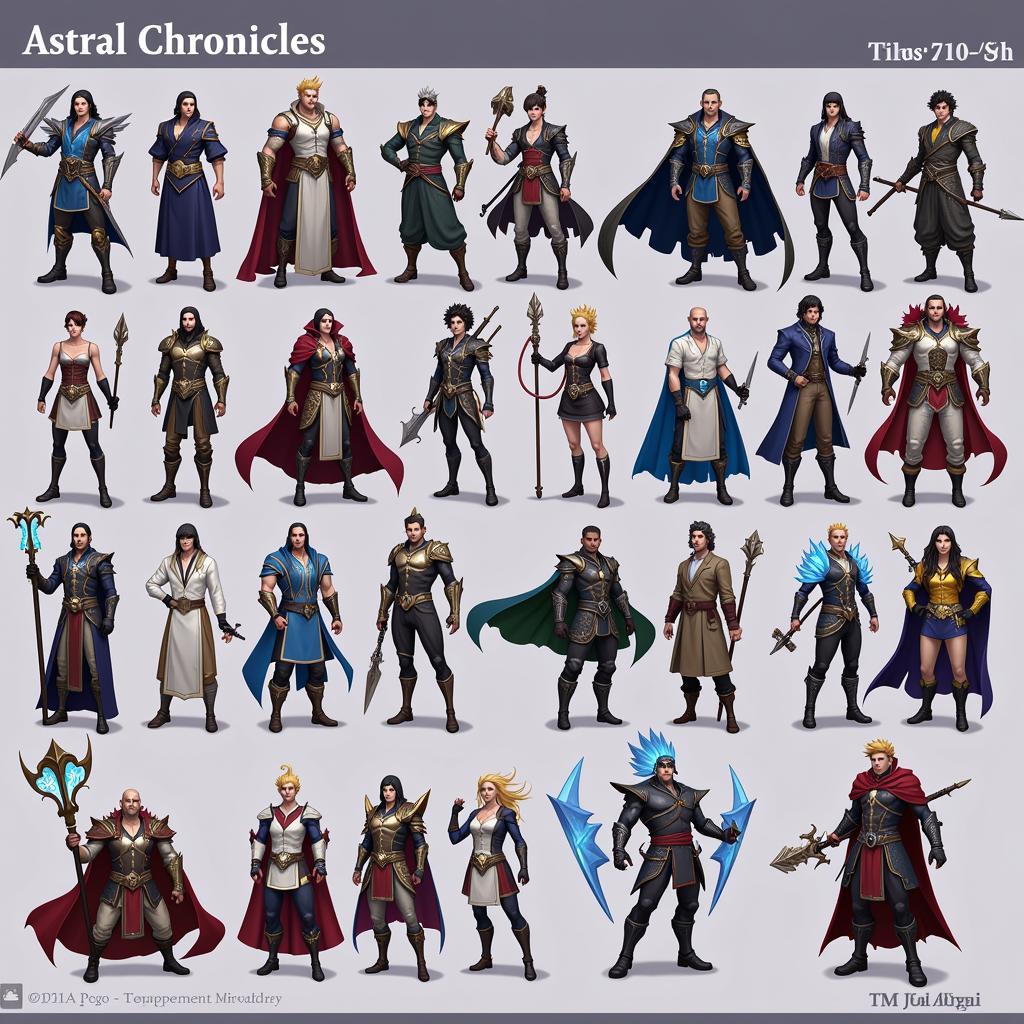 Astral Chronicles Mod Apk character roster