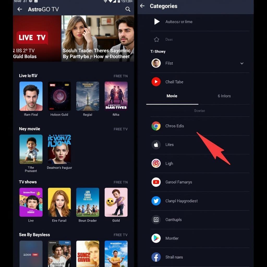 Astro GO TV APK Interface