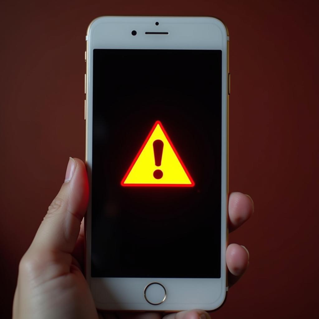 Warning sign on a smartphone