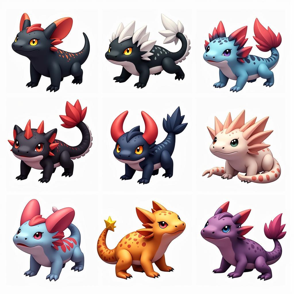 Various Axolotl Types in Axolochi Mod APK