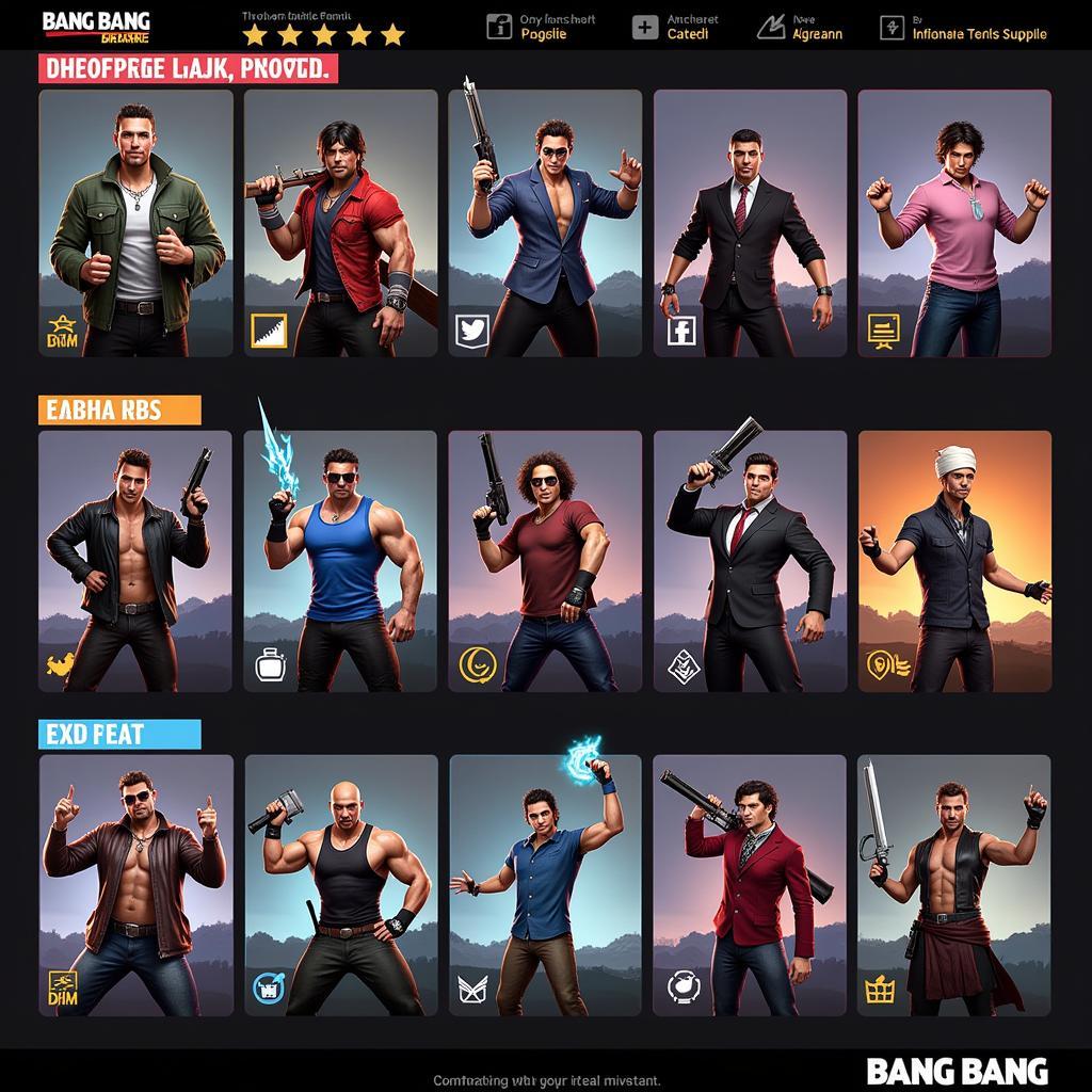 Bang Bang Characters Selection