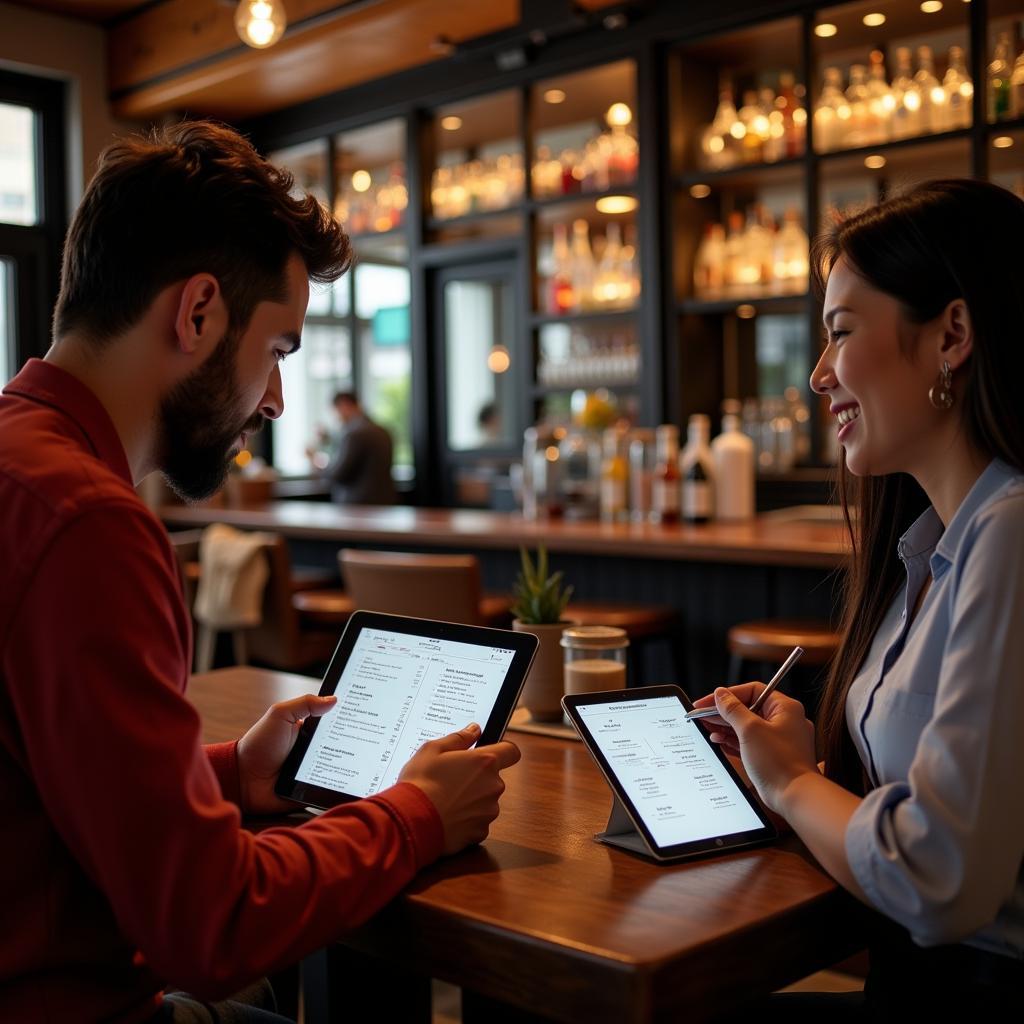 Bar Using Digital Menu on Tablets