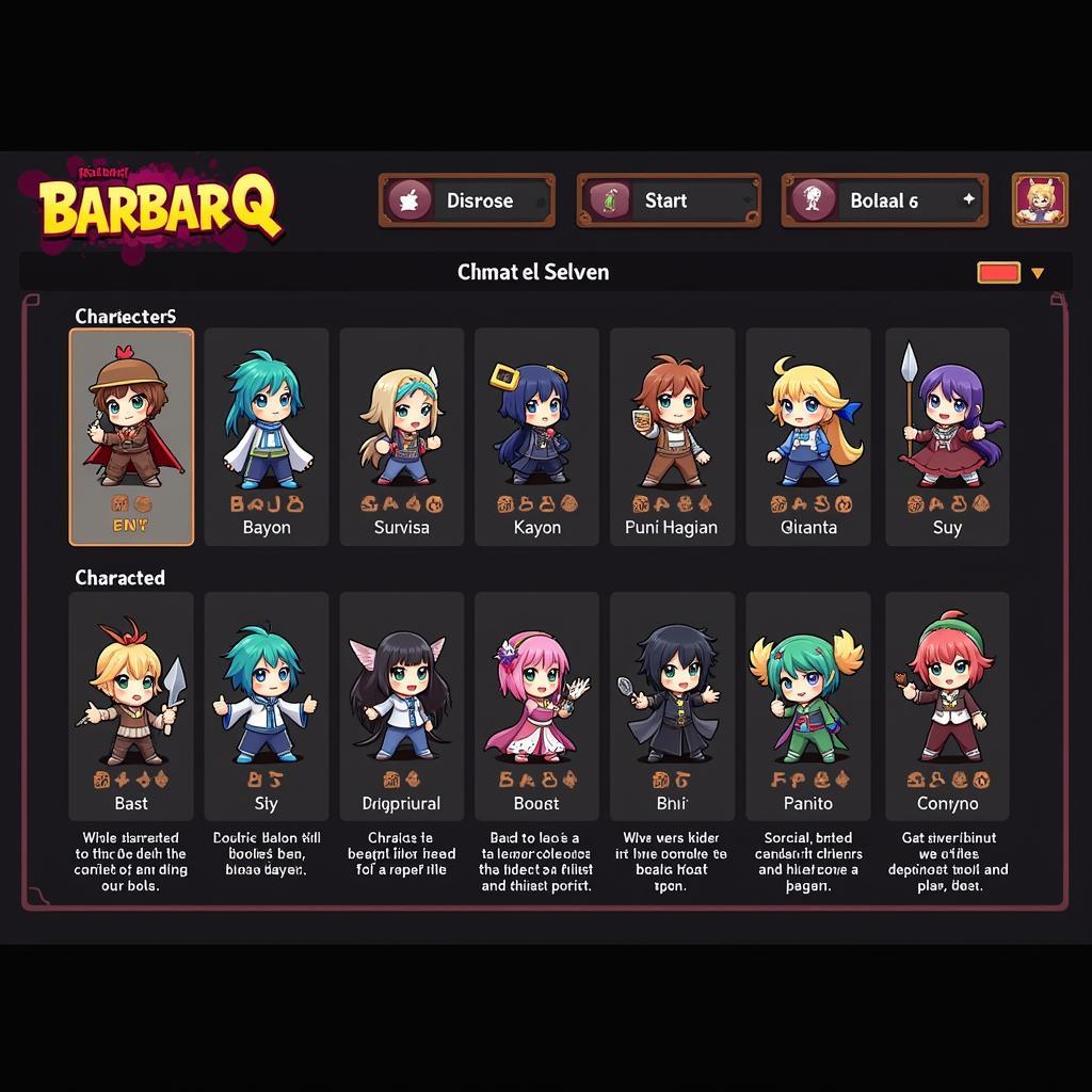 BarbarQ Beta Character Selection Screen