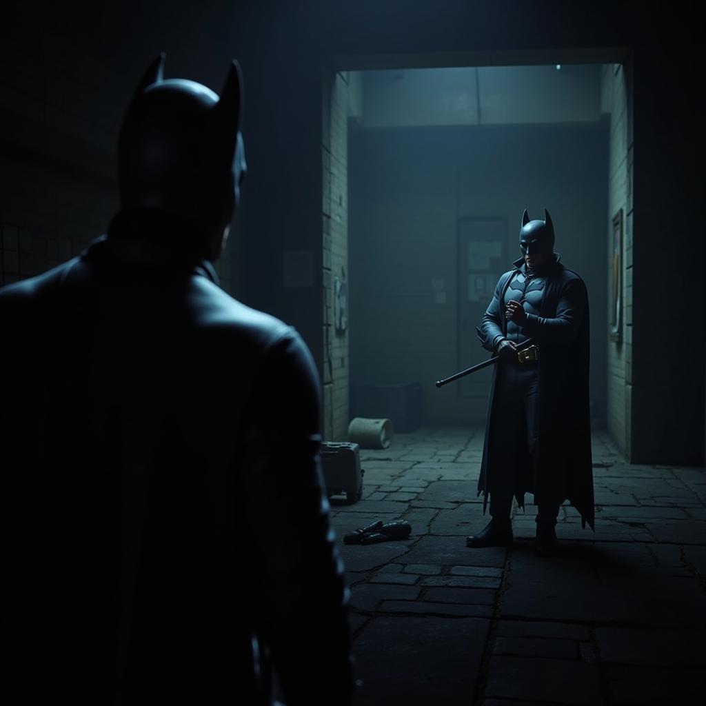 Batman utilizing Detective Mode to analyze a crime scene