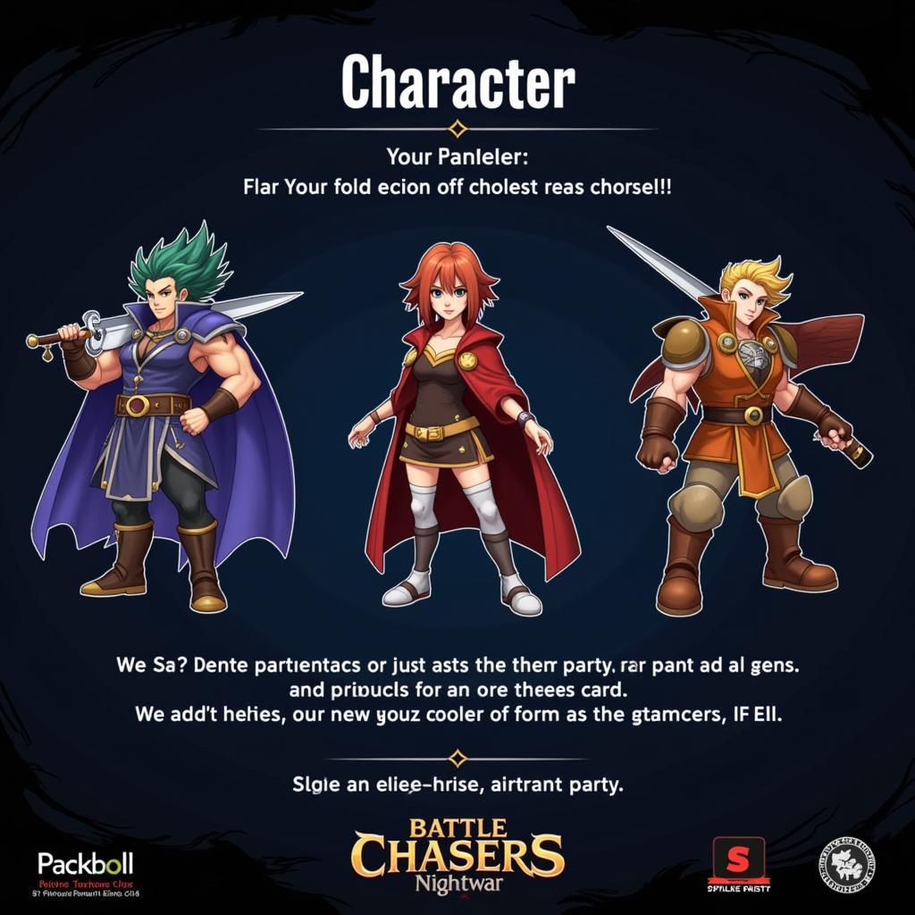 Battle Chasers Nightwar Character Selection Screen