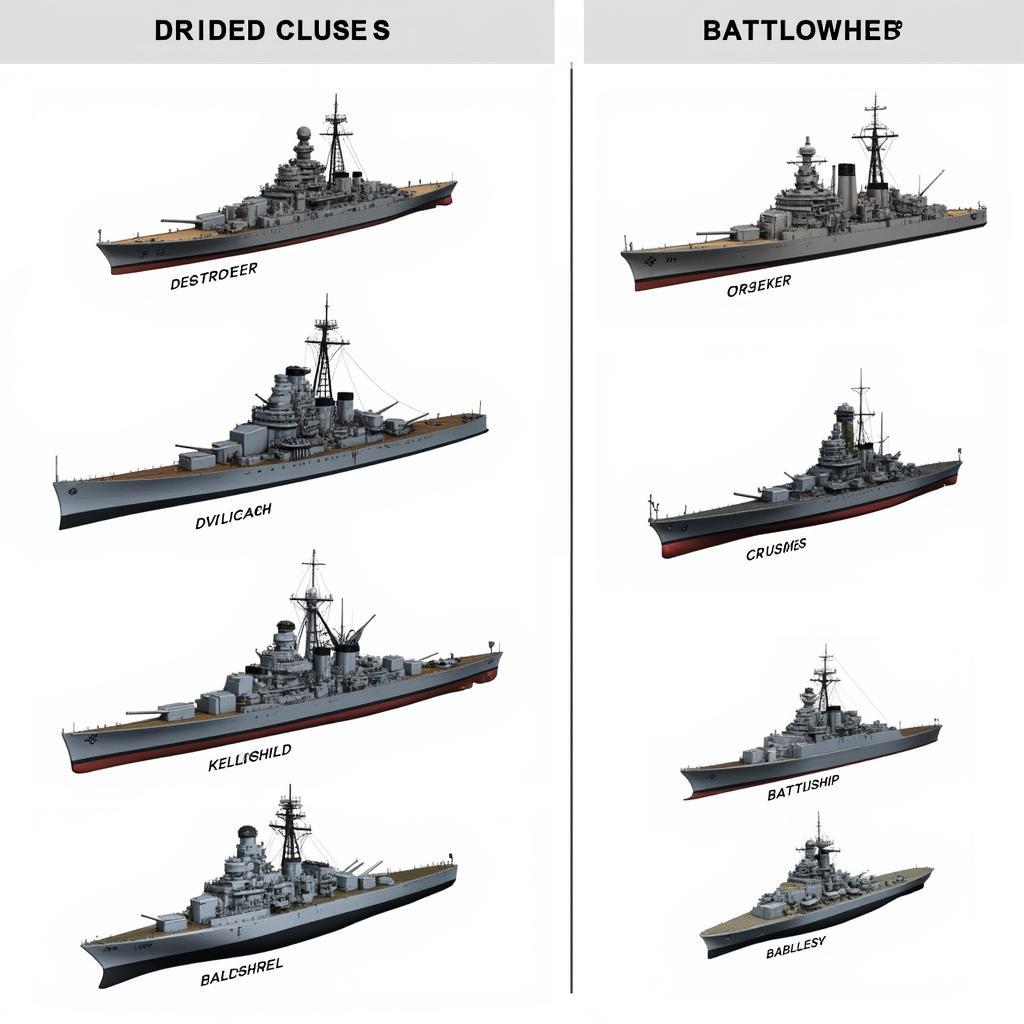 Variety of warships in Battle Warship Naval Blitz