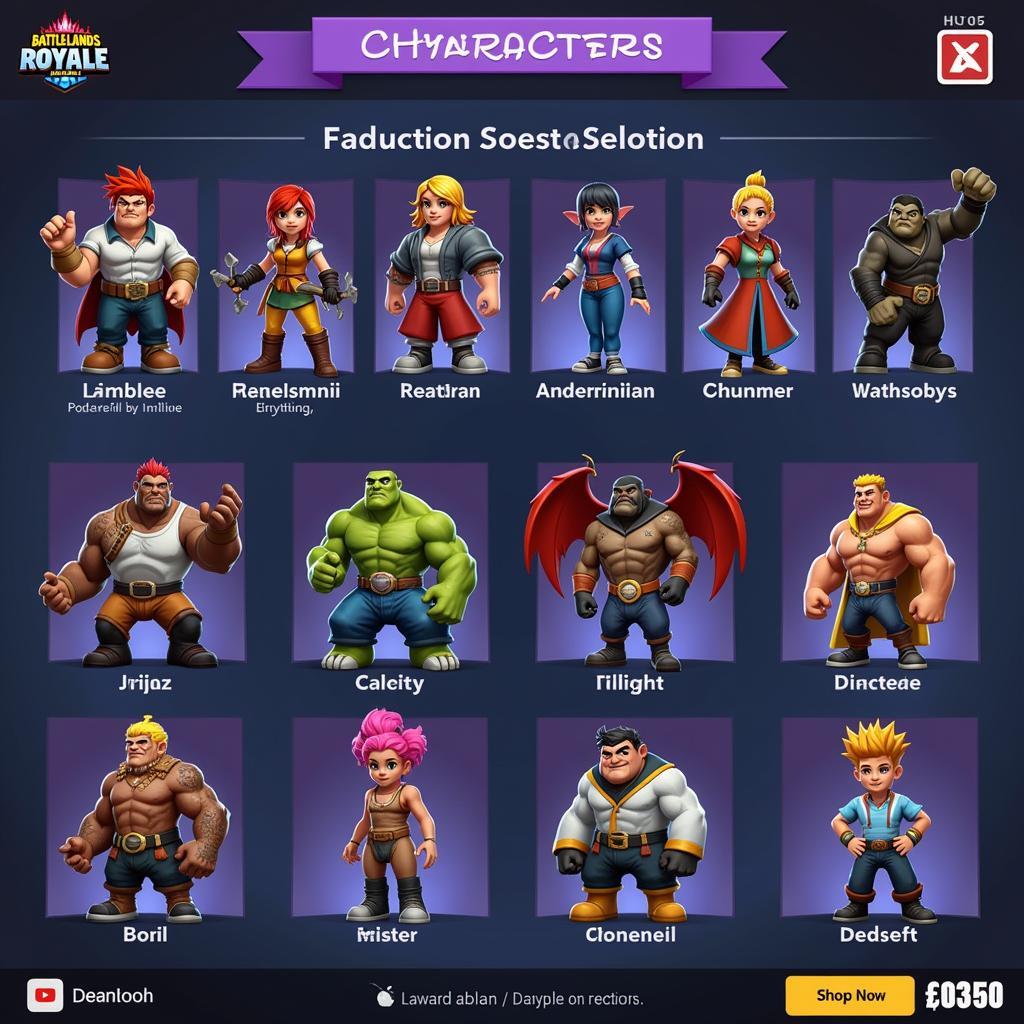 Battlelands Royale Character Selection Screen