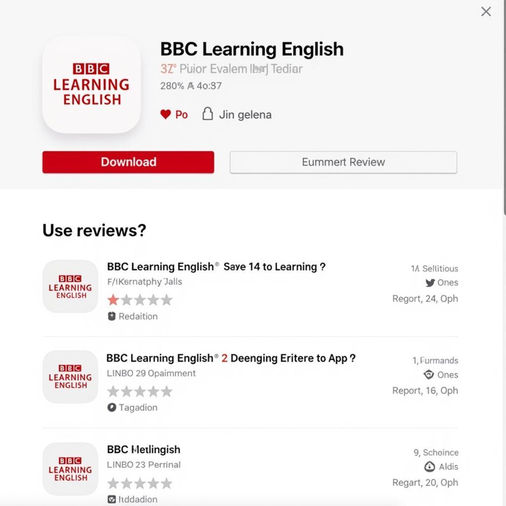 BBC Learning English app download page