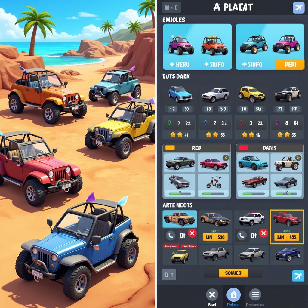 Beach Buggy Racing cars and upgrade menu