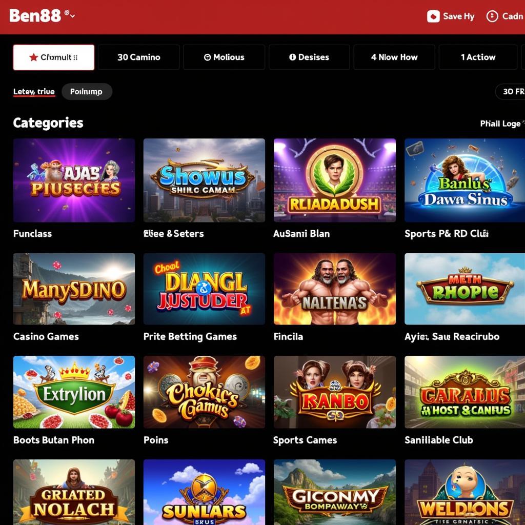 Ben88.club APK Game Selection Screen