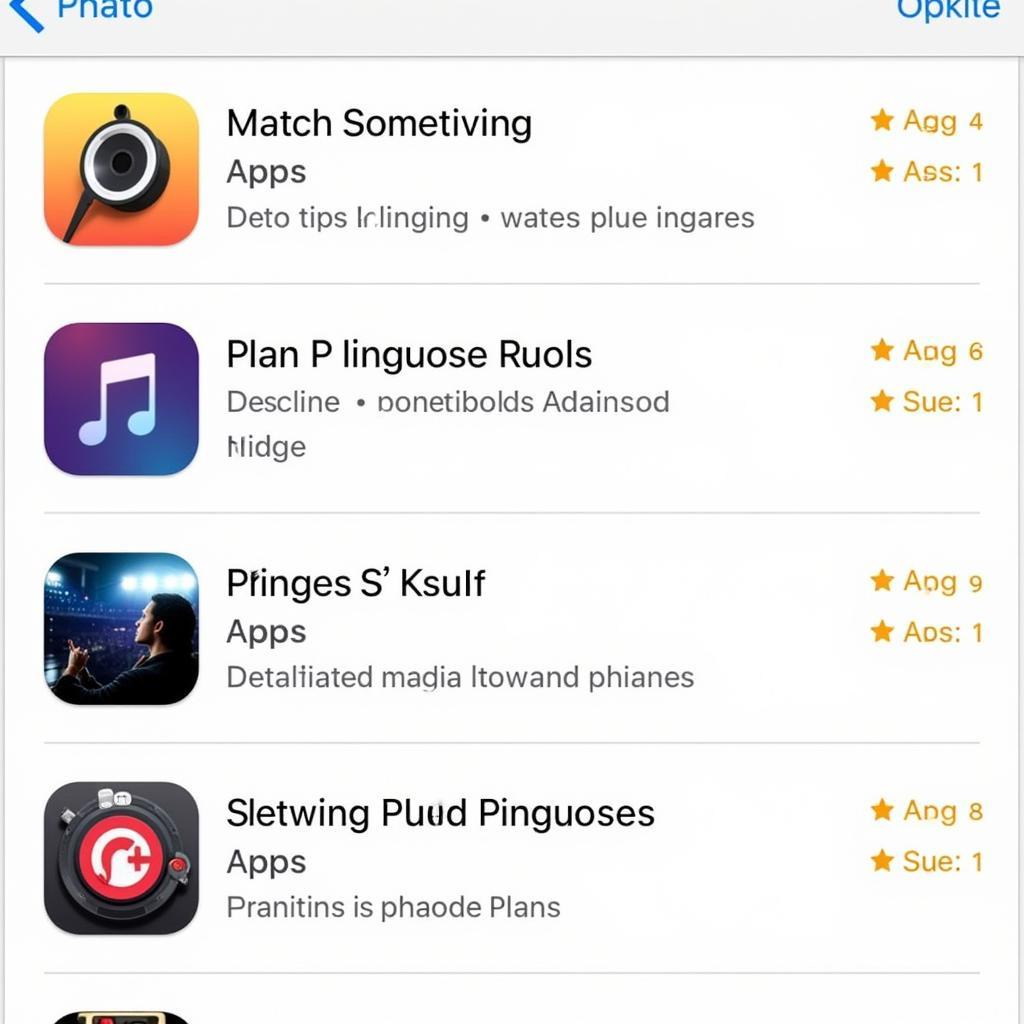 App Store Listing Popular Music and Image Apps