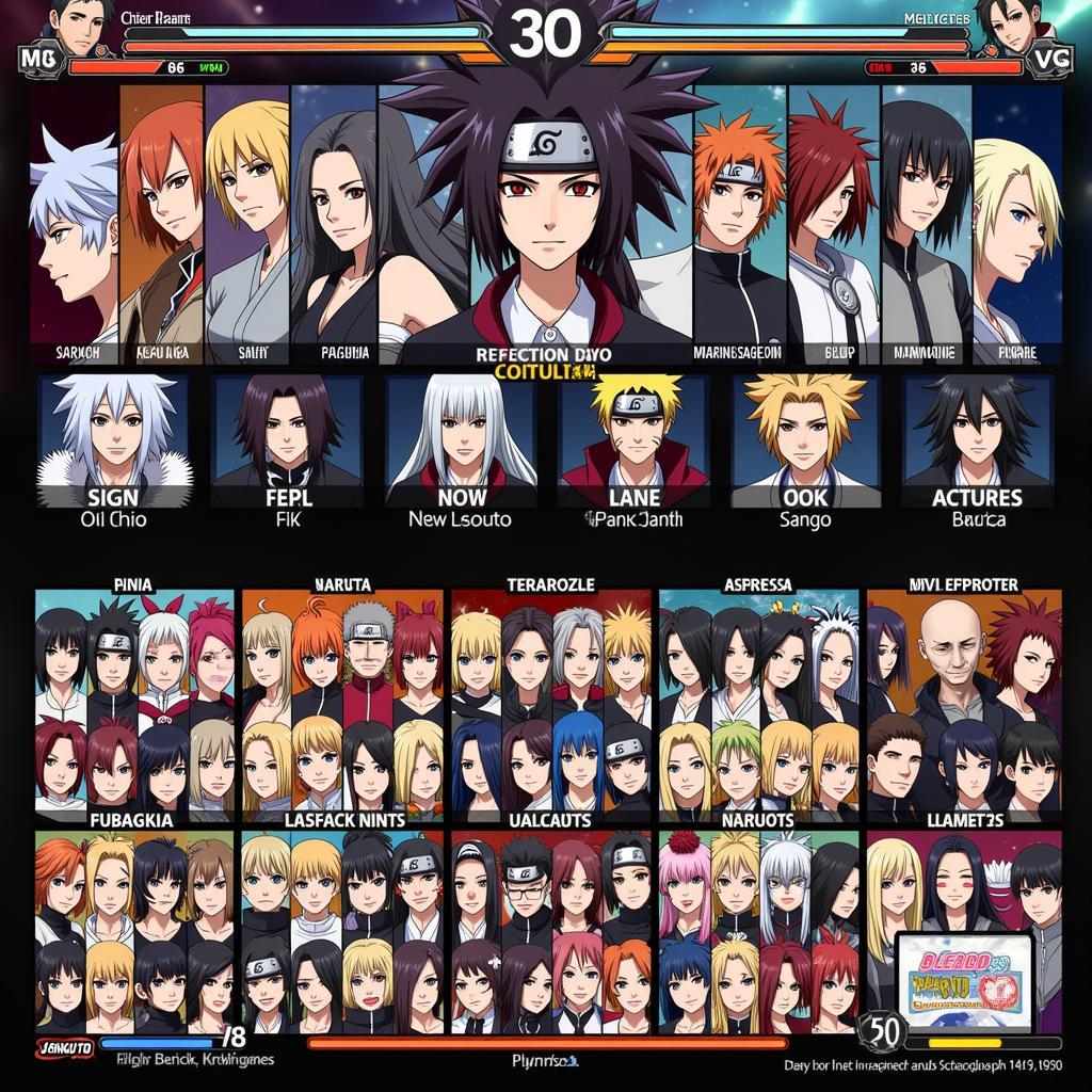 Bleach vs Naruto 3.0 Character Select Screen