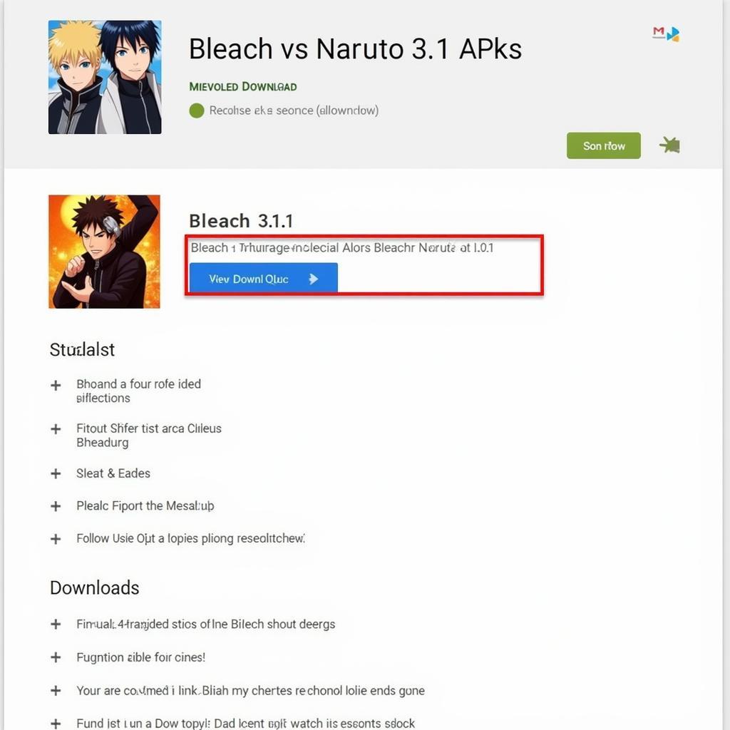 Bleach vs Naruto 3.1 APK download button